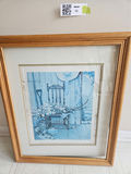 Framed blue-toned print of chair with flowers - Norman Rockwell - thumbnail 1 of 5