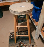 Wooden stool with round woven seat - thumbnail 1 of 4