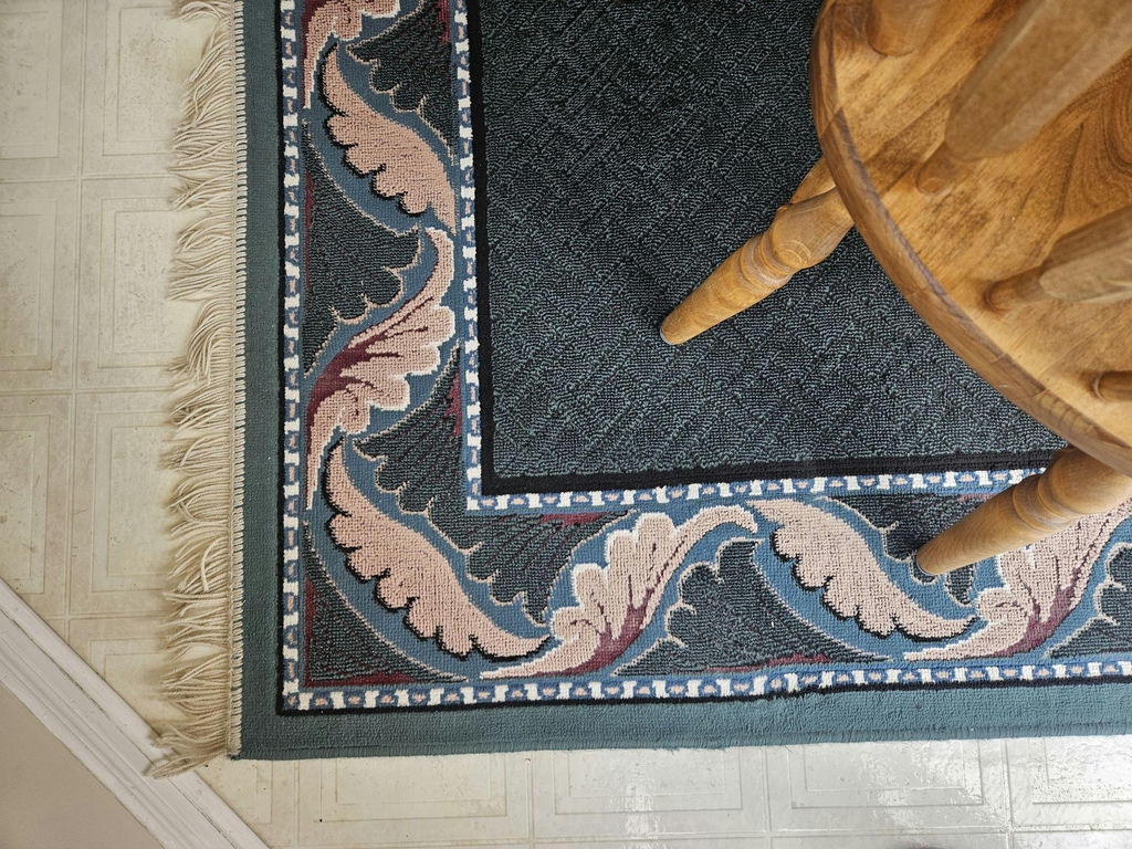Decorative blue/teal border rug ~ 63" X 93" - image 4 of 7