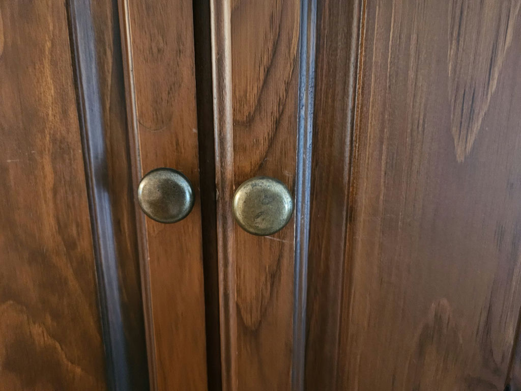 Large wooden armoire with carved crest and drawers - image 5 of 16