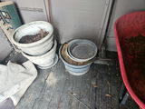 Yellow Sunflowers in Tall Planter with Assorted Garden Pots - thumbnail 6 of 8