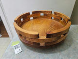 Round wooden lazy susan tray with slatted rim - thumbnail 1 of 4