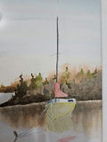 Watercolor sailboat scene in gold frame - thumbnail 3 of 6