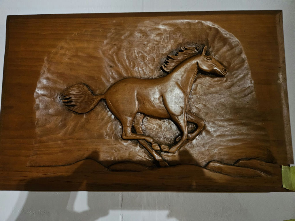 Wooden horse relief carvings - image 2 of 3