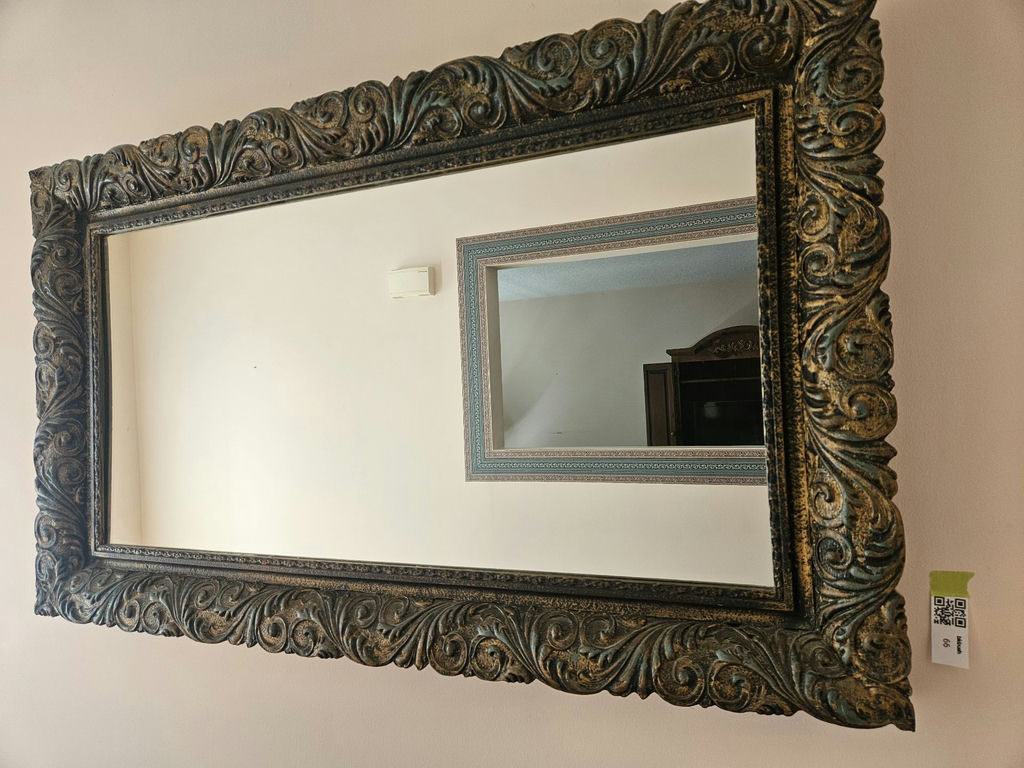 Ornate carved-frame wall mirror - image 1 of 8