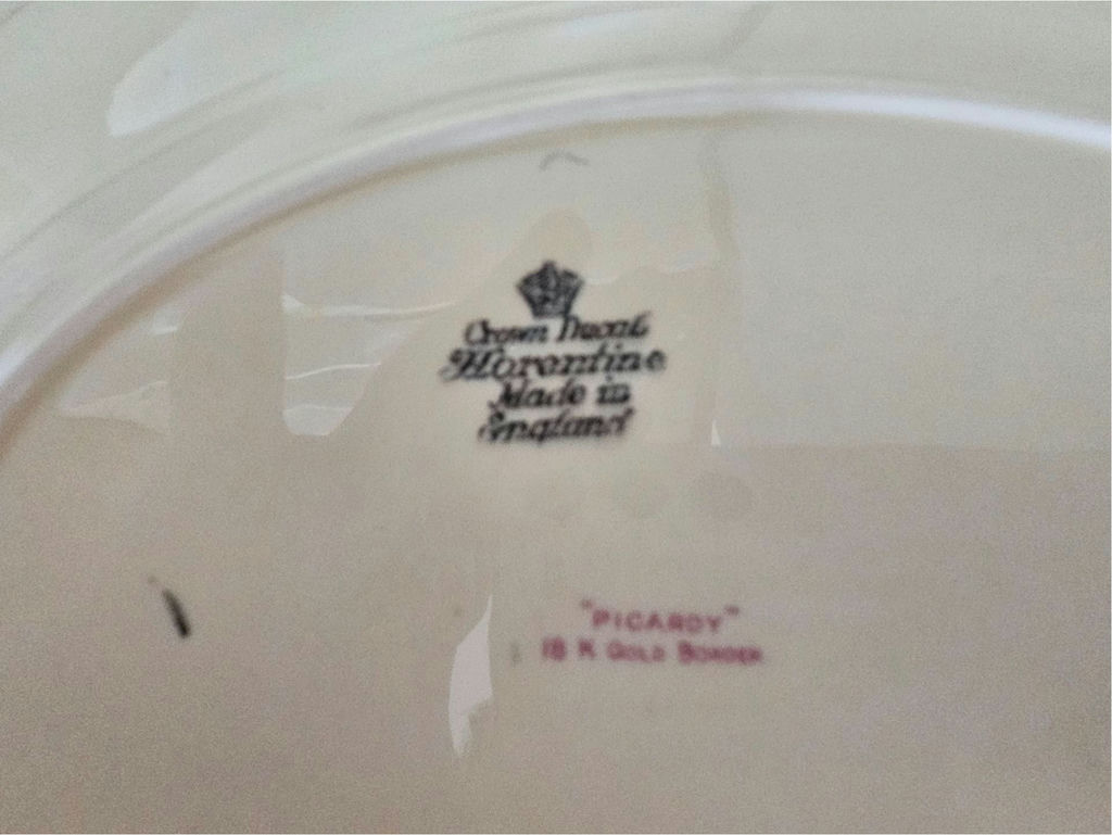 Pair of oval floral ceramic plates/platters with embossed border - image 7 of 9