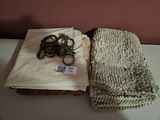 Bathroom shower curtain, liner, hooks and bath mat - thumbnail 1 of 5