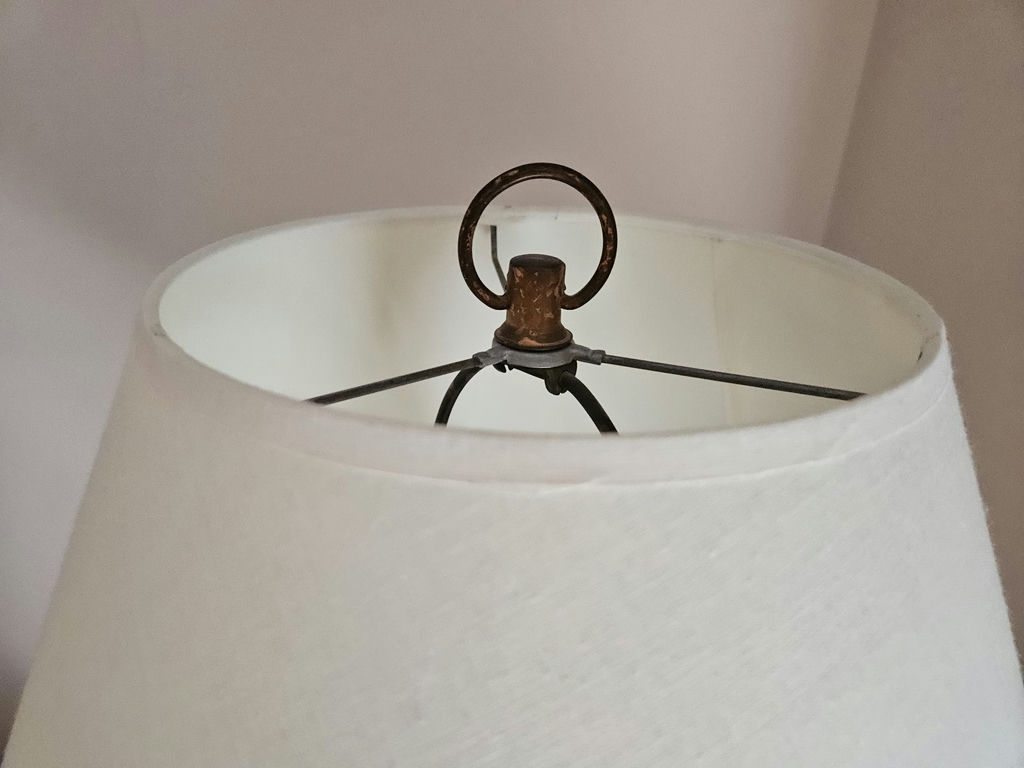 Wooden floor lamp with cream fabric shade - image 6 of 7