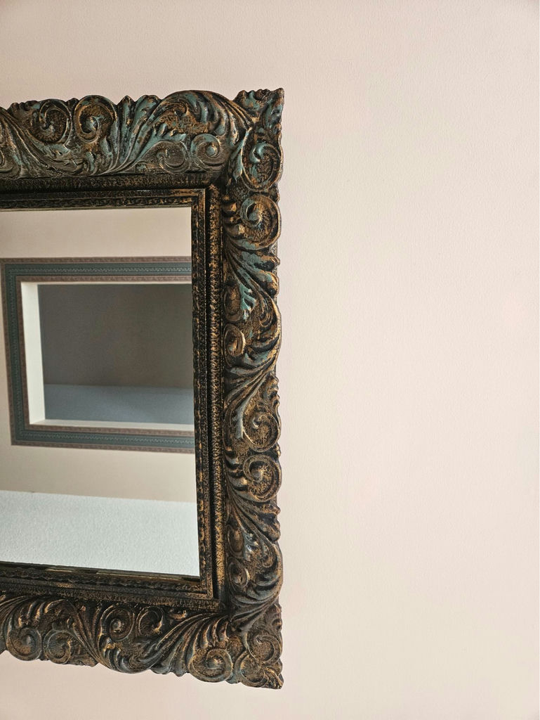 Ornate carved-frame wall mirror - image 6 of 8
