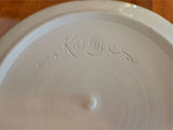 Blue-green glazed ceramic plate with small bird sculpture - thumbnail 8 of 8