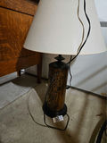 Decorative table lamp with world map motif and fabric shade - thumbnail 1 of 4