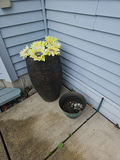 Yellow Sunflowers in Tall Planter with Assorted Garden Pots - thumbnail 1 of 8