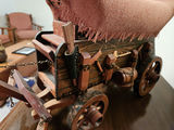 Decorative wooden wagon lamp with pink fabric canopy and miniature tools - thumbnail 5 of 5