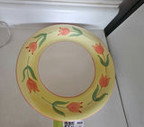 Round decorative 11" tulip-pattern ceramic plate/platter - thumbnail 1 of 3