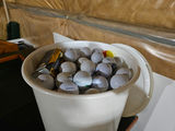 Dark wooden rack with rod display and golf ball bucket - thumbnail 8 of 8