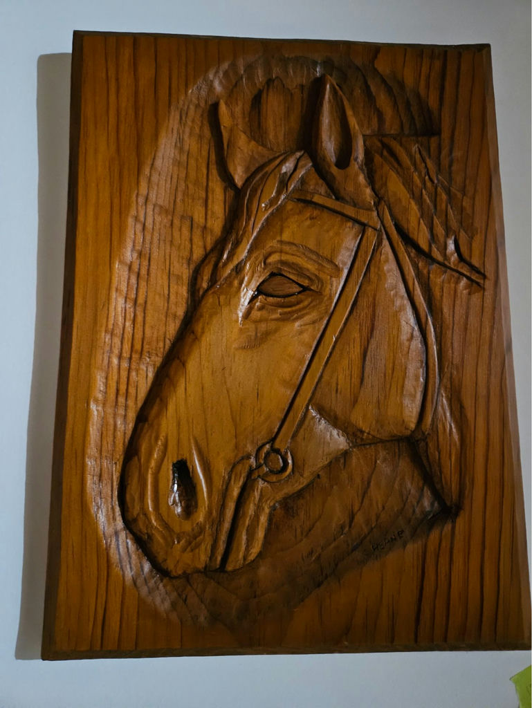 Wooden horse relief carvings - image 3 of 3