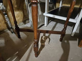Assorted furniture pieces: white glass-top display tables, a console table, and a wooden dresser - thumbnail 7 of 16