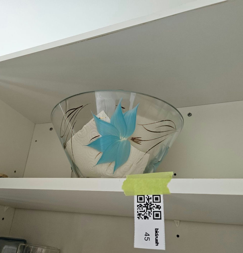Decorative glass bowl with blue floral design - image 1 of 3