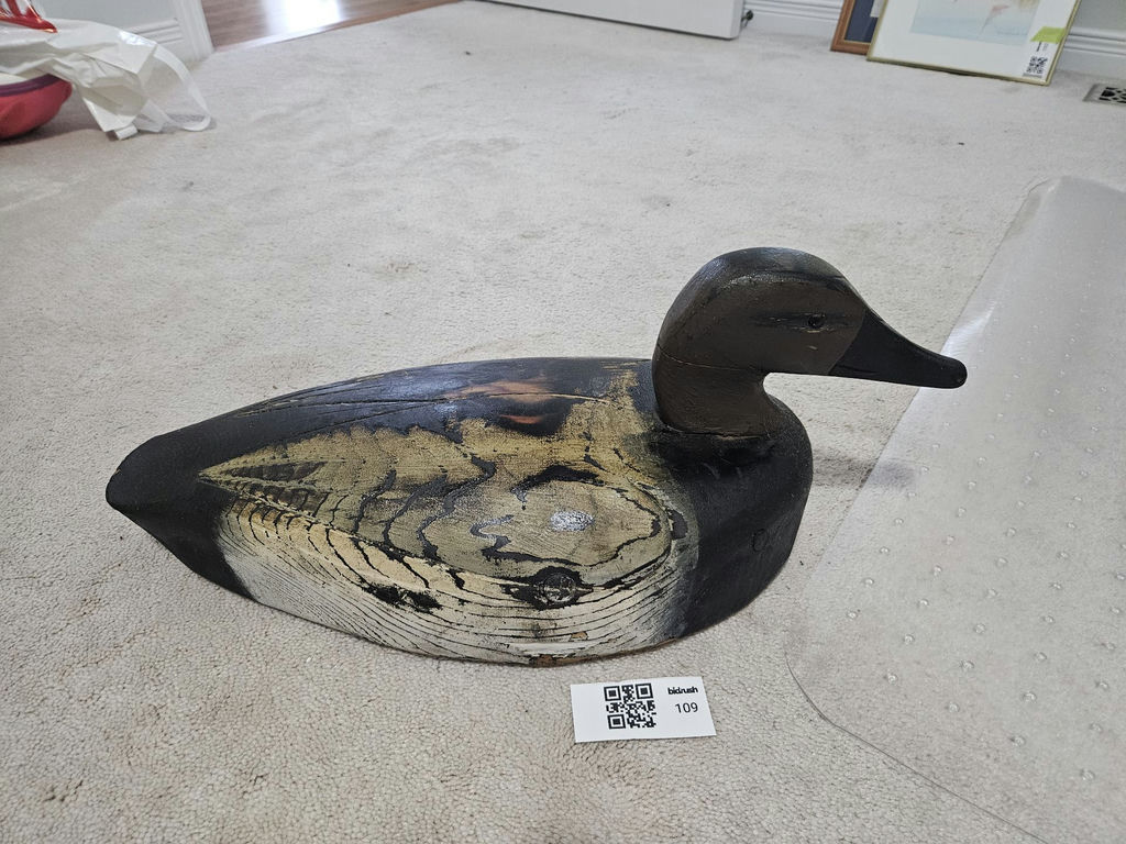 Carved wooden duck decoy - image 1 of 5