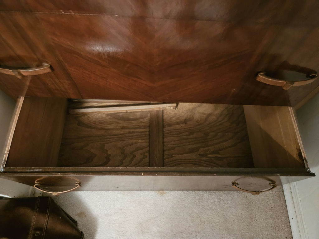 Vintage wooden tall dresser with multiple drawers - image 7 of 12