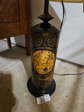 Decorative table lamp with world map motif and fabric shade - thumbnail 3 of 4