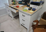 Painted white desk with drawers and mixed office/craft supplies - thumbnail 2 of 12