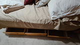 Wooden platform bed with built-in storage and headboard shelves - thumbnail 3 of 11