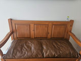 Wooden storage bench with leather cushion - thumbnail 3 of 12