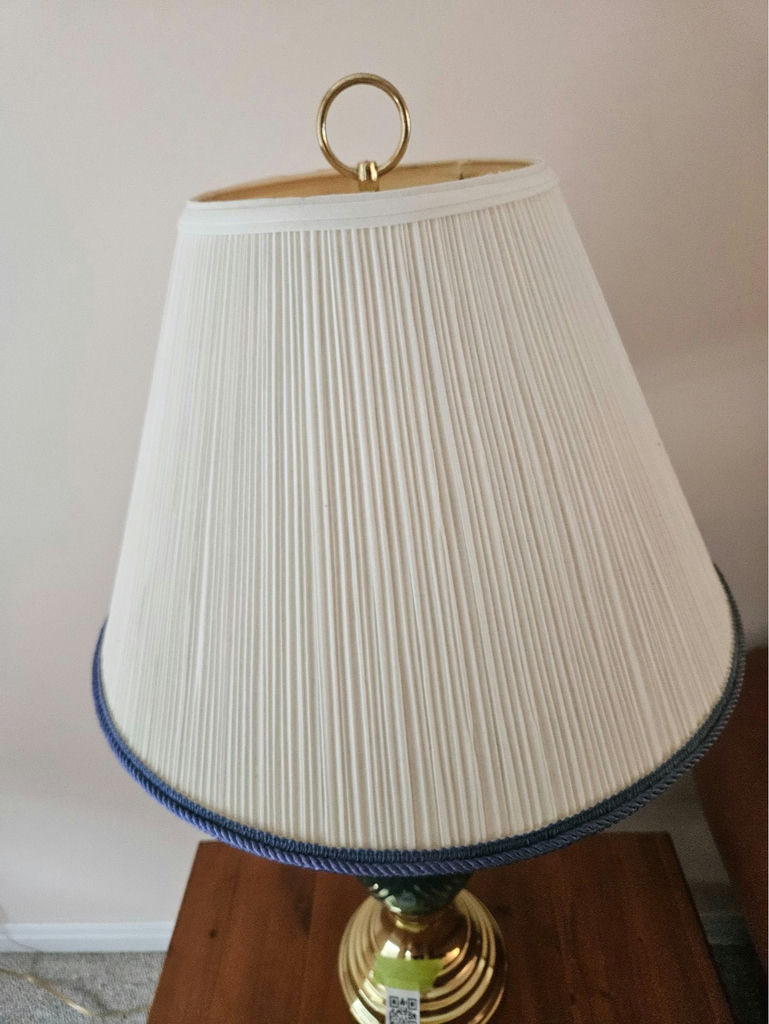 Brass and Green Glass Table Lamps - image 5 of 9
