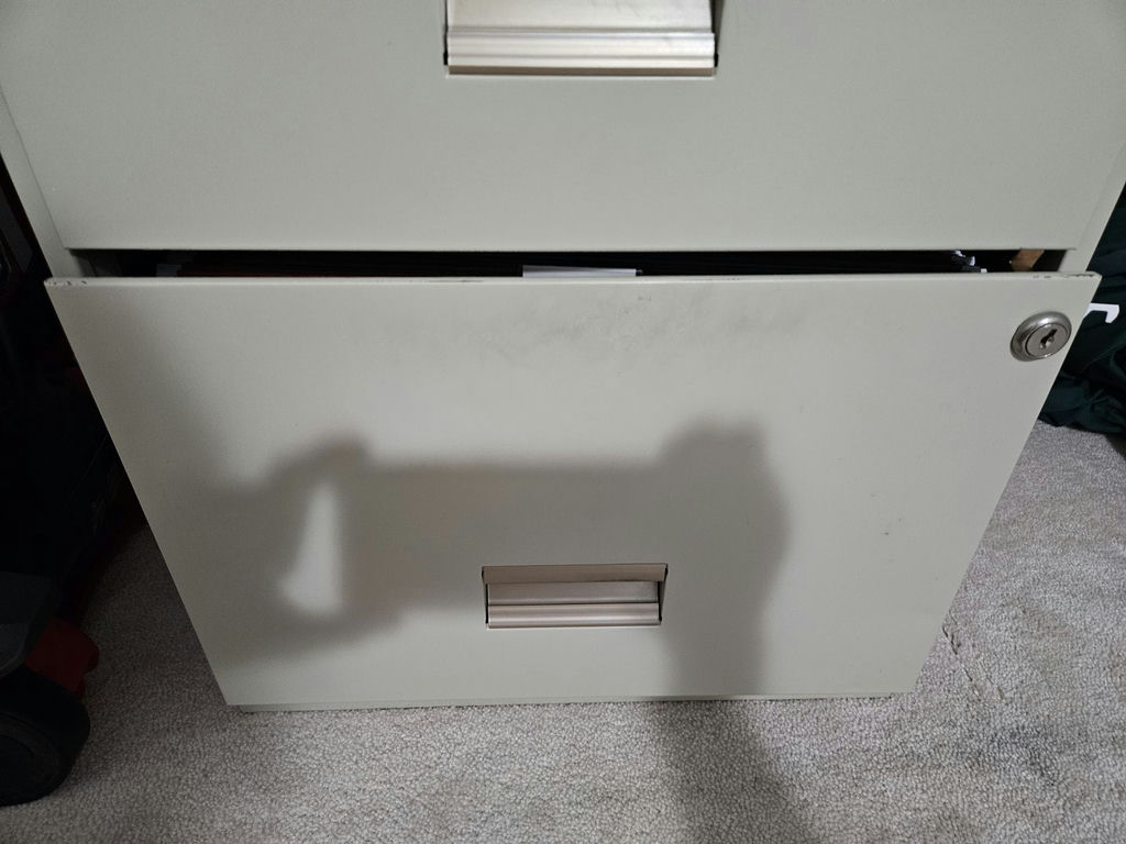Two-drawer metal filing cabinet with hanging folders - image 3 of 8