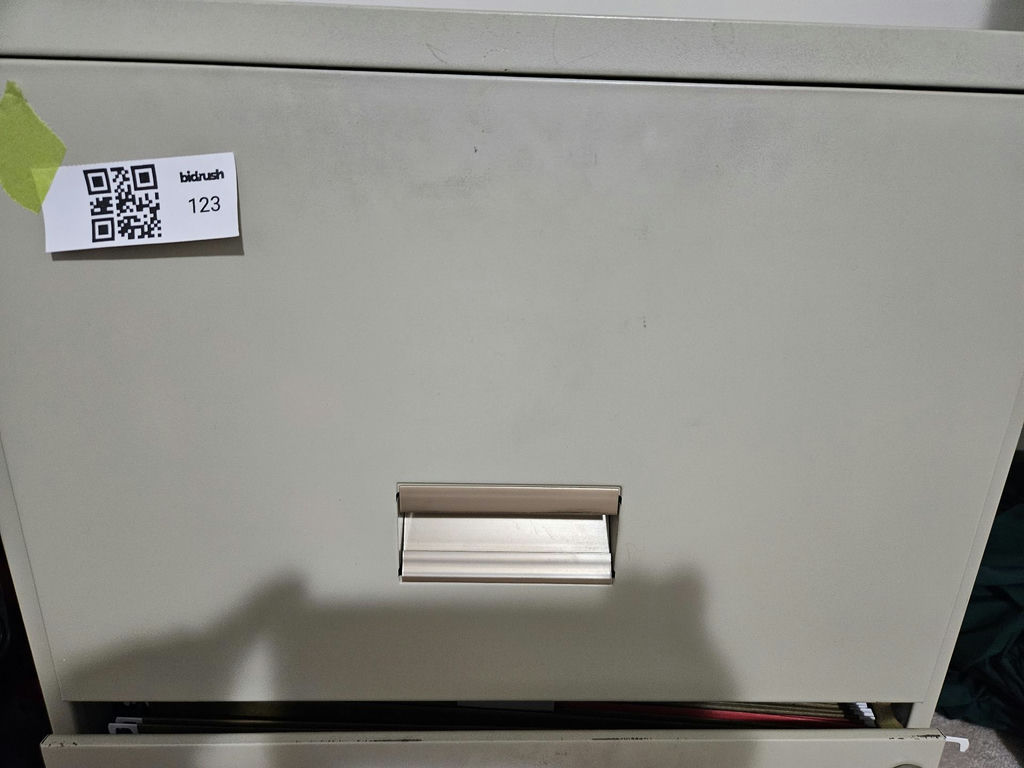 Two-drawer metal filing cabinet with hanging folders - image 2 of 8