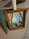 Framed artworks: Native American headdress textile, lantern rope scene, blue-town scene - thumbnail 3 of 5