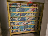 Yellow metal folding bed frame with mattress - thumbnail 1 of 7