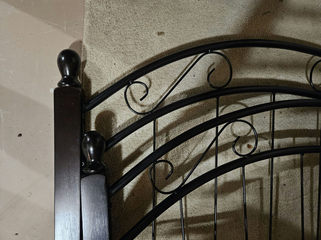 Black metal bed frame with mattress - image 2 of 8