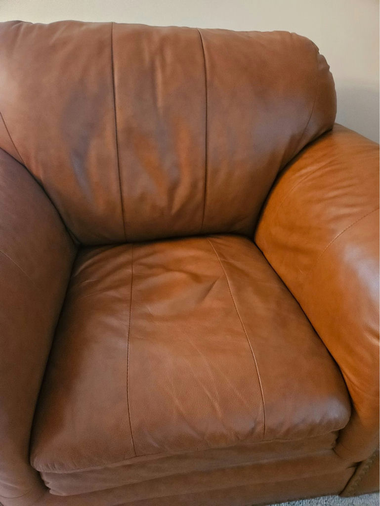Brown leather sofa and 2 chairs with nailhead trim - image 9 of 12