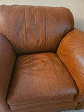 Brown leather sofa and 2 chairs with nailhead trim - thumbnail 9 of 12