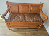 Wooden storage bench with leather cushion - thumbnail 4 of 12