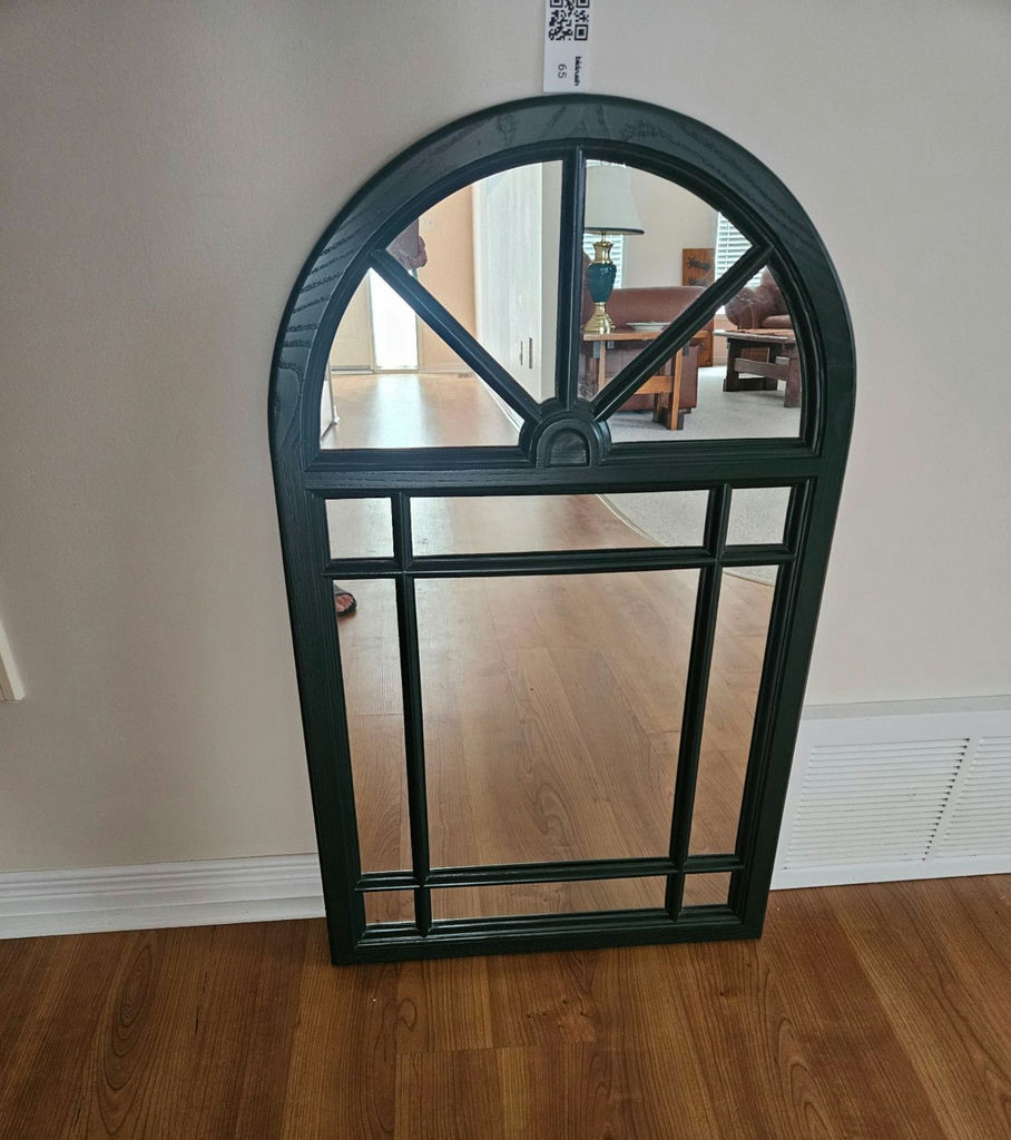 Arched window-style mirror with green frame - image 1 of 6