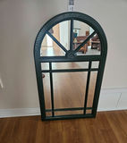 Arched window-style mirror with green frame - thumbnail 1 of 6