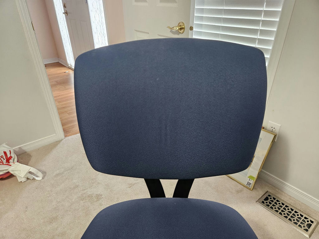 Blue fabric swivel office chair - image 3 of 5