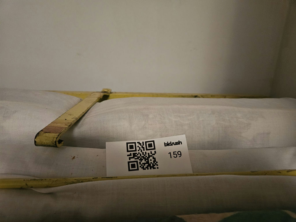Yellow metal folding bed frame with mattress - image 2 of 7