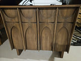 Sewing machine in Mid Century Modernwooden cabinet with sewing supplies - thumbnail 2 of 11
