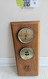 Wooden wall-mounted weather station with thermometer and barometer - thumbnail 1 of 6