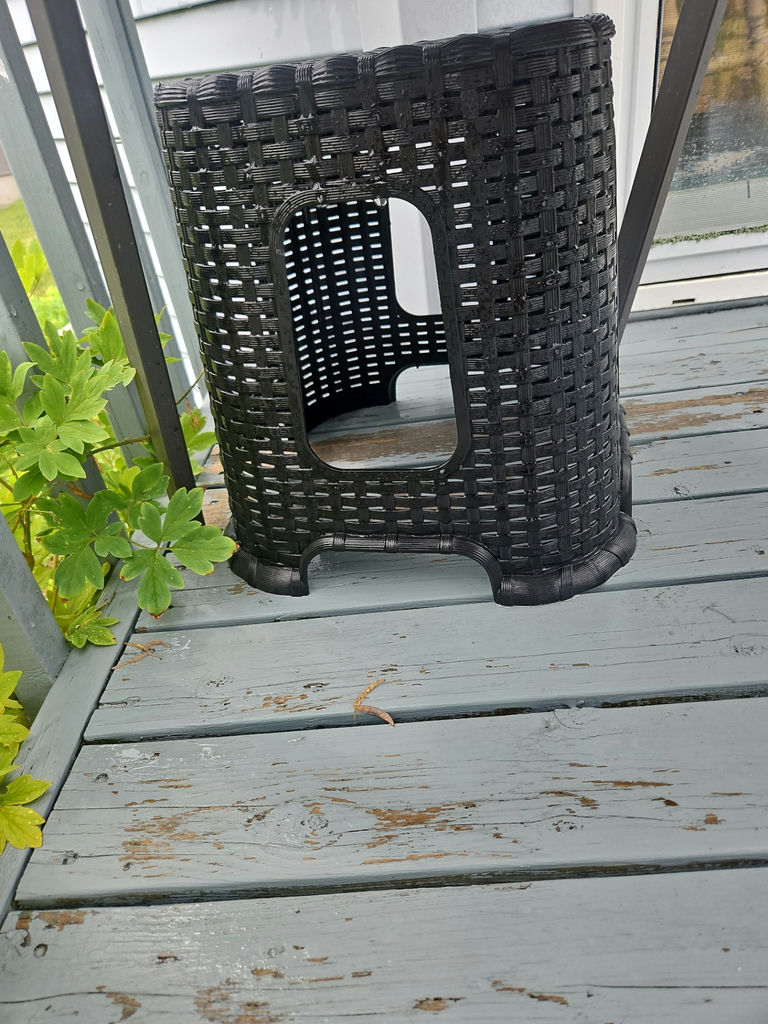 Black woven wicker outdoor small table or stool - image 4 of 5