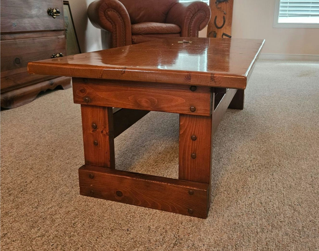 Rustic solid wood coffee table and 2 matching end tables - image 3 of 9