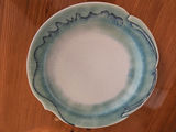 Blue-green glazed ceramic plate with small bird sculpture - thumbnail 6 of 8
