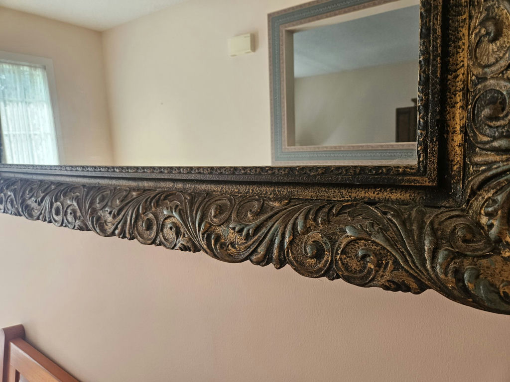 Ornate carved-frame wall mirror - image 4 of 8