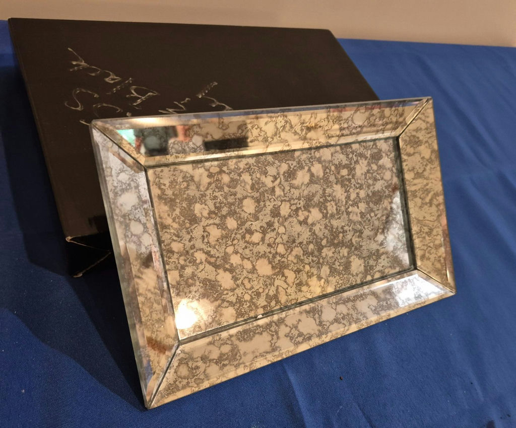 Silver and Black Glass Tray - image 1 of 2