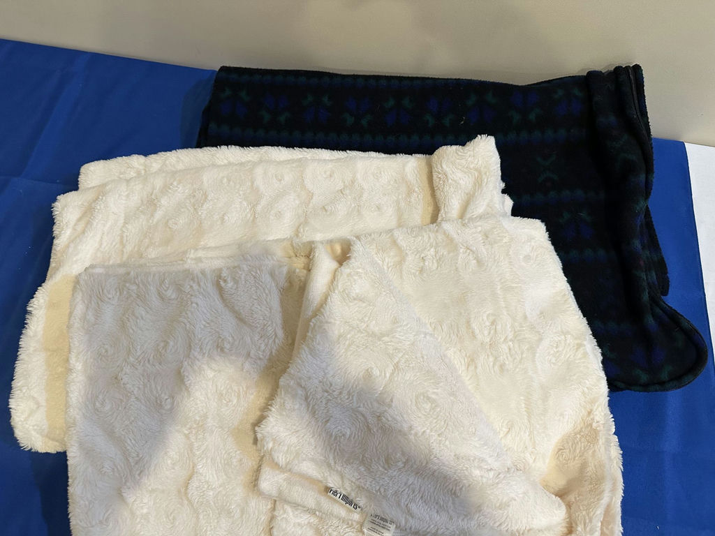 Two Pier 1 Imports Plush Blankets and Patterned Fleece Blanket - image 3 of 4