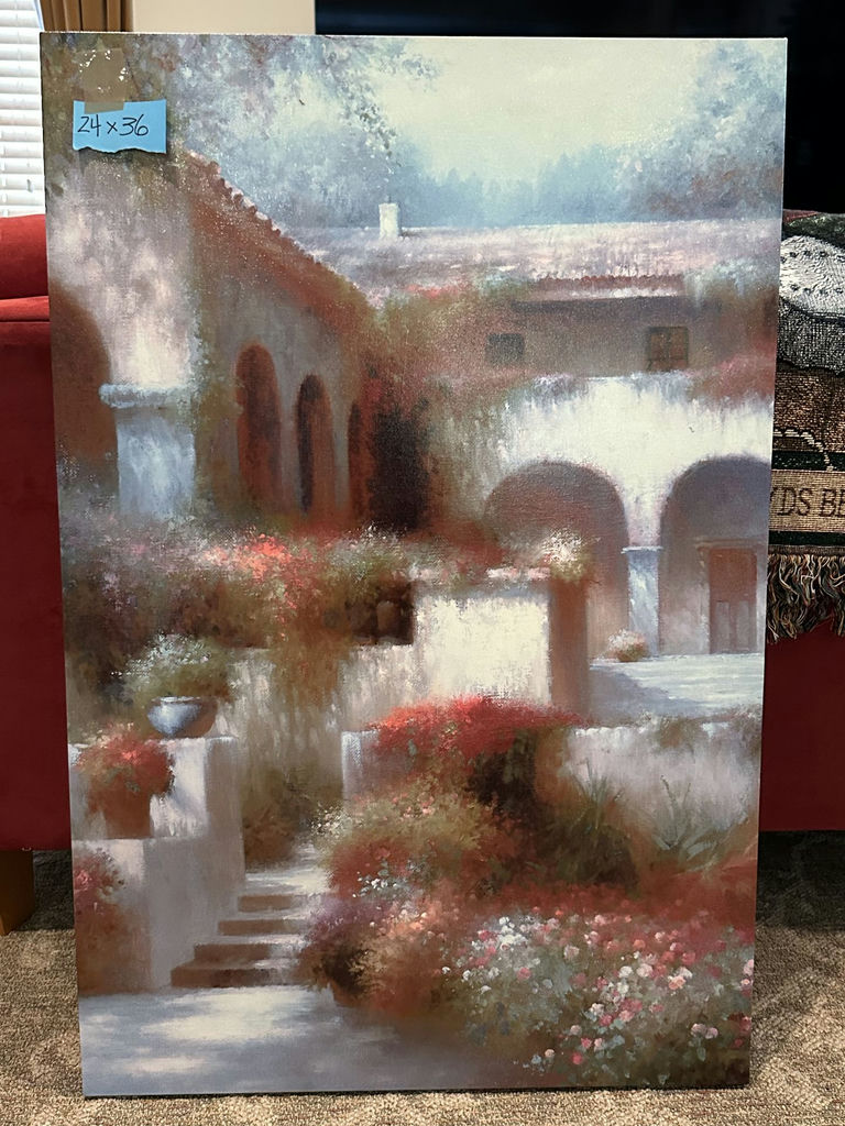 Canvas painting of a Mediterranean courtyard - image 2 of 3